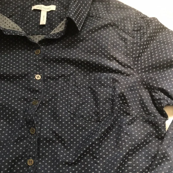 Curvy Cut Denim Polka Dot Button Down Shirt US 14 - Picture 5 of 11